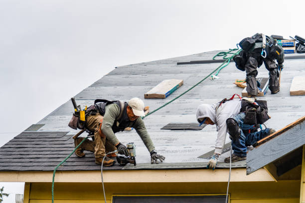 Professional Gutter Installation technician working in Crown City, OH